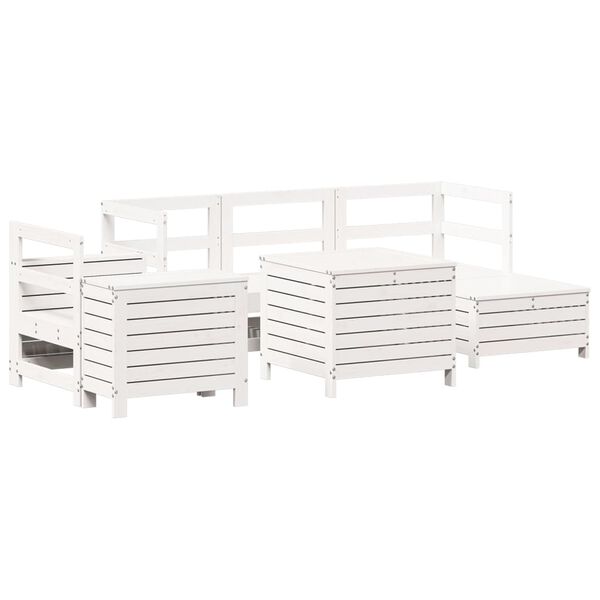vidaXL Set Divani da Giardino 7 pz Bianco in Legno Massello di Pino