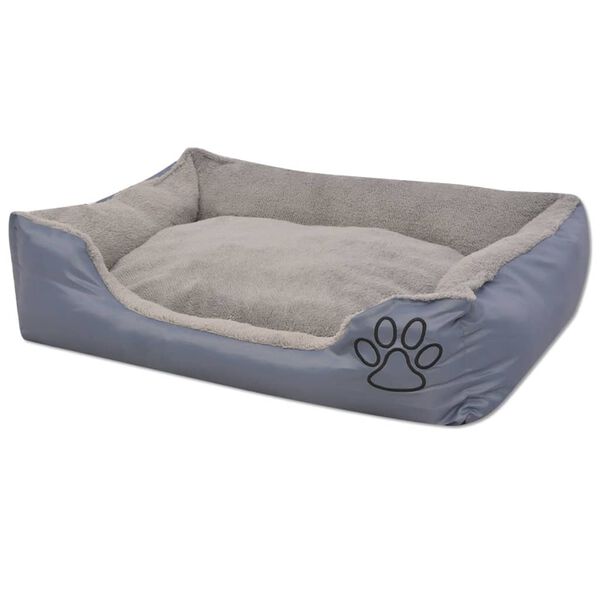 vidaXL Cuccia per Cani con Cuscino Imbottito Taglia XXL Grigio