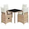 vidaXL Set da Bistr&ograve; da Giardino 5 pz con Cuscini Beige in Polyrattan