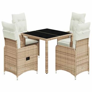 vidaXL Set da Bistr&ograve; da Giardino 5 pz con Cuscini Beige in Polyrattan
