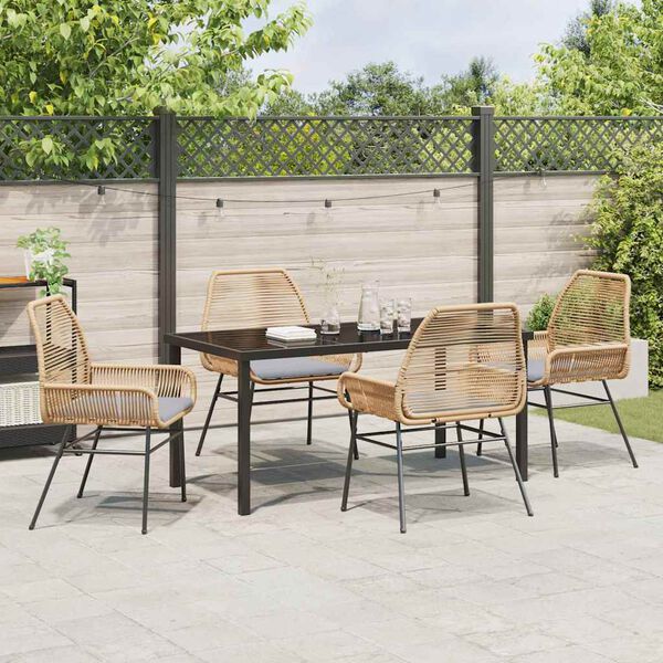 vidaXL Set da Pranzo per Giardino con cuscino 5 pcs Marrone polyrattan