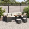 vidaXL Set Divano da Giardino con cuscino 10 pcs Nero Poly Rattan