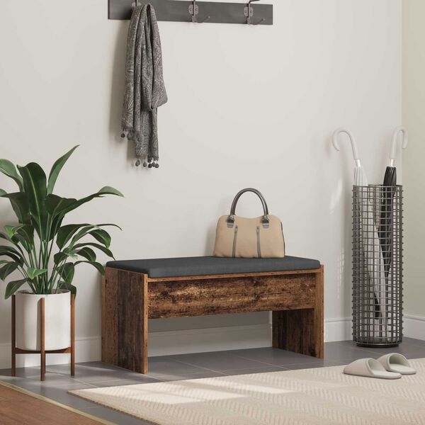 vidaXL Panca per ingresso con cuscino Legno vecchio 83 x 38 x 40 cm