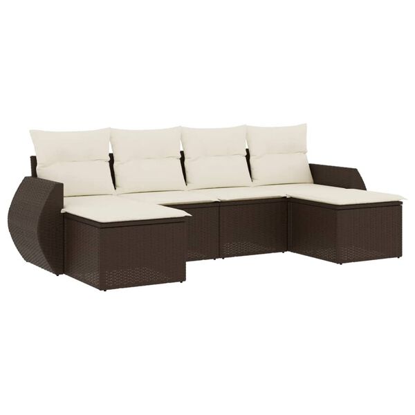 vidaXL Set Divano da Giardino 6 pz con Cuscini Marrone in Polyrattan