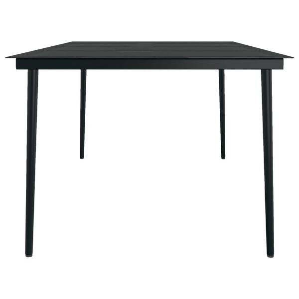 vidaXL Tavolo da Pranzo da Giardino Nero 200x100x74 cm Acciaio e Vetro