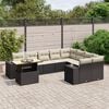 vidaXL Set Divani da Giardino 10pz con Cuscini in Polyrattan Nero