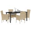 vidaXL Set da Pranzo per Giardino con cuscino 5 pcs Beige polyrattan