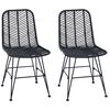 vidaXL Sedia da pranzo 2 pcs Nero 44.5 x 55 x 85 cm Rattan e Ferro