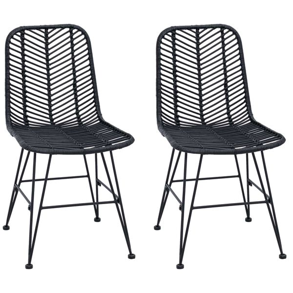vidaXL Sedia da pranzo 2 pcs Nero 44.5 x 55 x 85 cm Rattan e Ferro