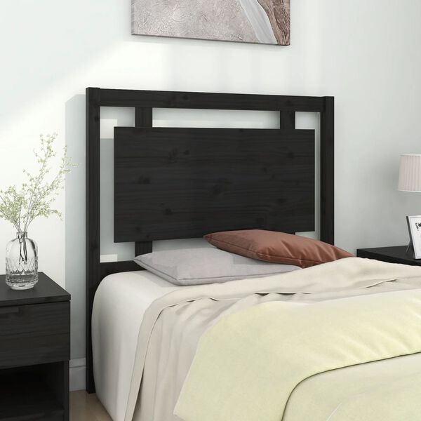 vidaXL Testiera per Letto Nera 95,5x4x100 cm in Legno Massello di Pino