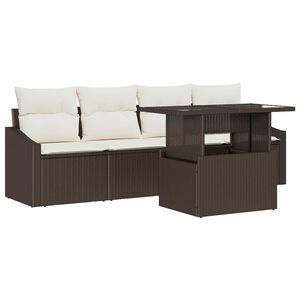 vidaXL Set Divano da Giardino 5 pcs Marrone e Crema polyrattan