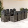 vidaXL Set Bistr&ograve; da Giardino 11 pz con Cuscini in Polyrattan Grigio