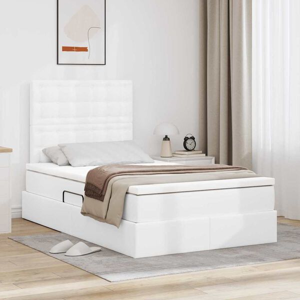 vidaXL Letto con contenitore e LED Bianco Puro 120 x 200 cm