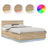 vidaXL Struttura del letto con strisce LED Rovere Sonoma 150 x 200 cm