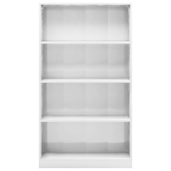 vidaXL Libreria 4 Ripiani Bianco Lucido 80x24x142 cm Legno Multistrato