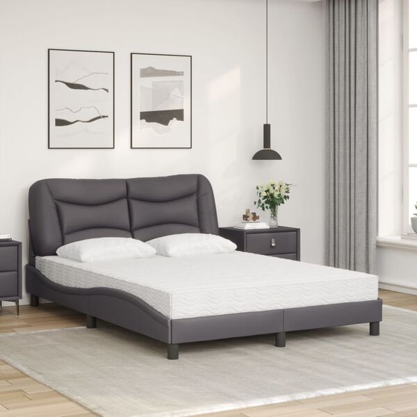 vidaXL Letto con Materasso Hvar Grigio 140x200 cm in Similpelle