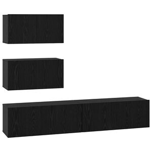 vidaXL Set mobile TV 4 pcs Rovere Nero Legno multistrato
