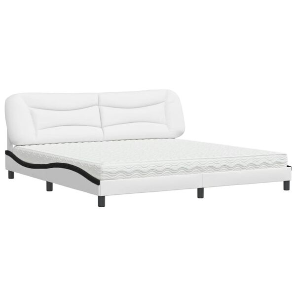 vidaXL Letto con Materasso Hvar Bianco e Nero 200x200cm in Similpelle
