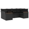 vidaXL Set Divano da Giardino 6 pz con Cuscini Nero in Polyrattan