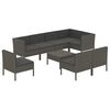 vidaXL Set Divani da Giardino 9 pz con Cuscini in Polyrattan Grigio
