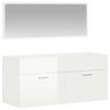 vidaXL Mobile da Bagno con Specchio Bianco Lucido in Legno Multistrato