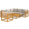 vidaXL Set Salotto Giardino 7pz Cuscini Grigio Chiaro Legno Massello