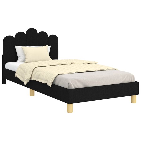 vidaXL Struttura letto per bambini con testata Nero 90 x 200 cm