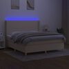 vidaXL Letto a Molle con Materasso e LED Crema 180x200 cm in Tessuto