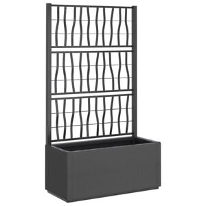 vidaXL Fioriera da Giardino con Traliccio Grigio Scuro 80x36x140 cm PP