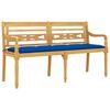 vidaXL Panchina Batavia con Cuscino Blu 150 cm Legno Massello Teak