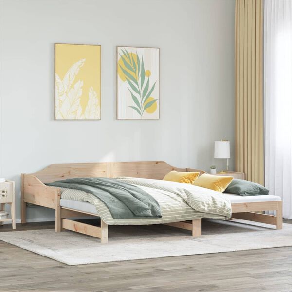 vidaXL Divano Letto con Letto Estraibile 90x190 cm Legno Massello Pino