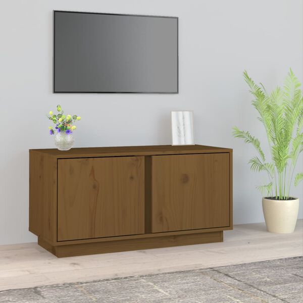 vidaXL Mobile Porta TV ambra 80x35x40,5 cm in Legno Massello di Pino