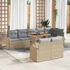 vidaXL Set Divano da Giardino 9 pcs Beige Poly Rattan