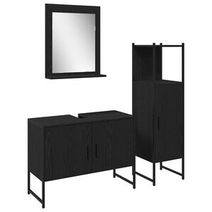 vidaXL Set di mobili per il bagno 3 pz Nero 33 x 33 x 113.5 cm