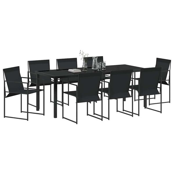 vidaXL Set da Pranzo per Giardino 9 pcs Nero