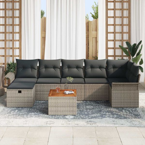 vidaXL Set Divano da Giardino 8 pcs Grigio polyrattan