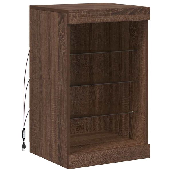 vidaXL Credenza con Luci LED Rovere Marrone 41x37x67 cm