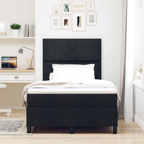 vidaXL Letto a molle con materasso Nero 120 x 190 cm Tessuto
