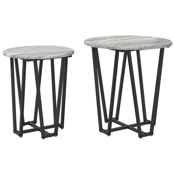 vidaXL Set tavolini 2 pcs Grigio Sonoma e Nero