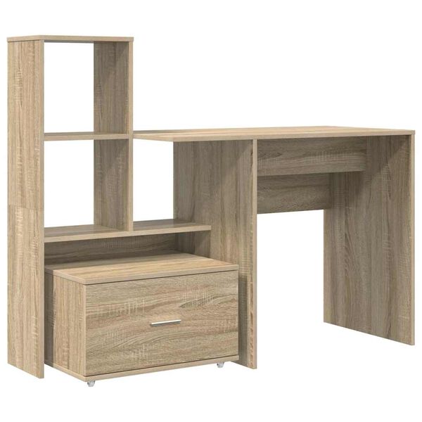 vidaXL Scrivania Rovere Sonoma 131,5 x 50 x 106,5 cm Legno multistrato
