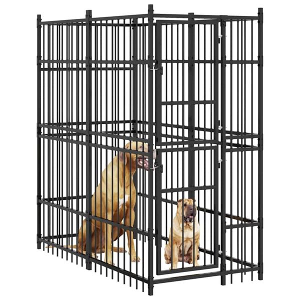 vidaXL Gabbia per Cani da Esterno in Acciaio 1,84 m&sup2;