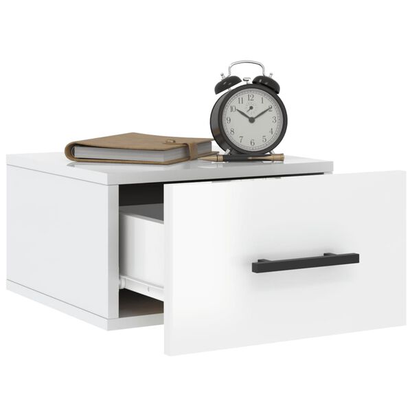 vidaXL Comodini a Muro 2 pz Bianco Lucido 35x35x20 cm