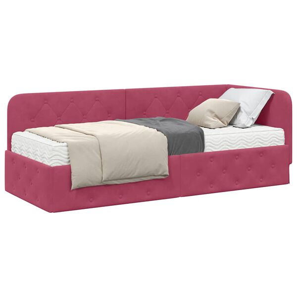 vidaXL Cornice del letto ad angolo Rosso Vino 80 x 200 cm Velluto