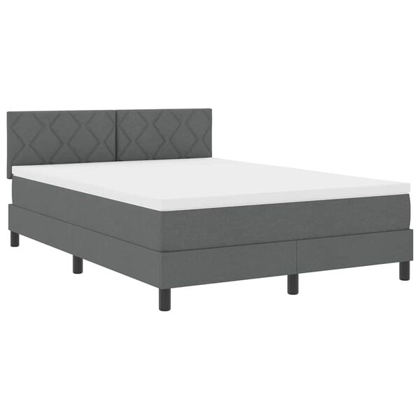 vidaXL Letto a molle con materasso Grigio scuro 140 x 190 cm Tessuto