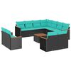 vidaXL Set Divani da Giardino 12 pz con Cuscini Nero in Polyrattan