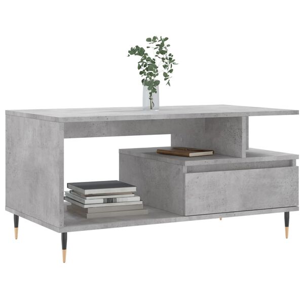vidaXL Tavolino Salotto Grigio Cemento 90x49x45 cm Legno Multistrato