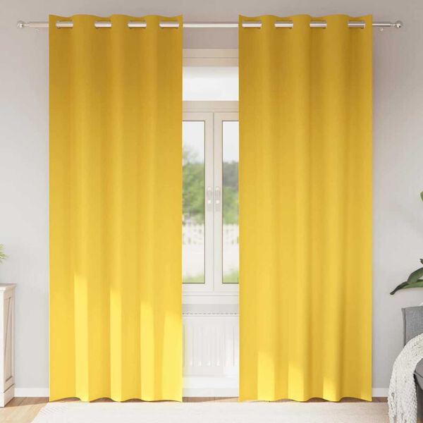 vidaXL Tende Blackout con Anelli 2 pcs Giallo senape 260 x 140 cm