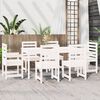 vidaXL Set da Pranzo per Giardino 7pz Bianco in Legno Massello di Pino
