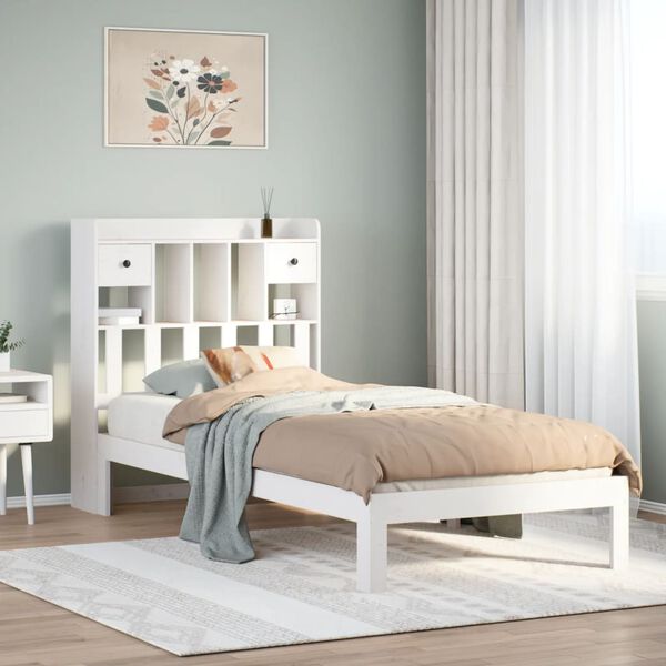 vidaXL Letto Libreria senza Materasso Bianca 90x200 cm Legno di Pino