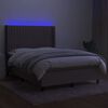 vidaXL Letto a Molle con Materasso e LED Tortora 140x200 cm in Tessuto